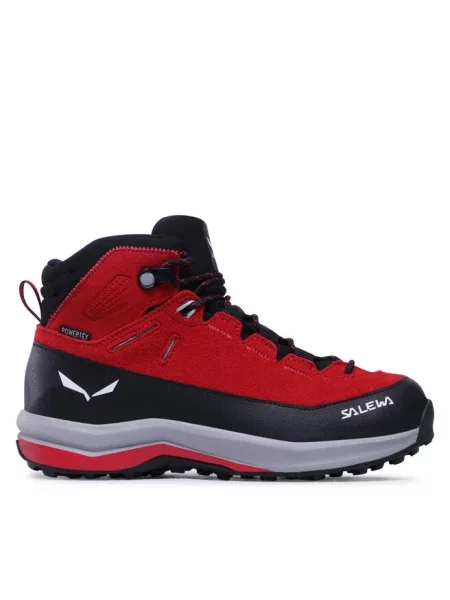 Buty trekkingowe dziecięce Salewa MTN Trainer 2 Mid PTX flame/flame czerwone