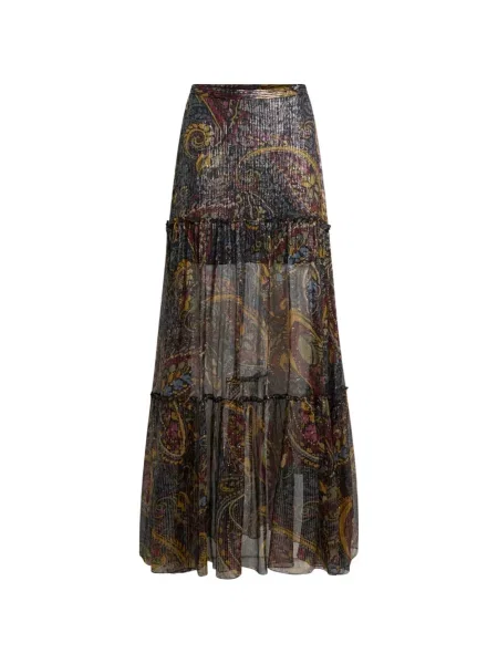 Fusta maxi Etro de mătase cu dungi negru