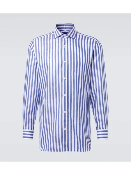 Cămașă Dunhill de in cu dungi albastru
