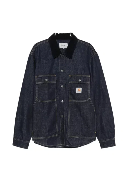 Gulerat cămașă Carhartt Wip de catifea cord albastru