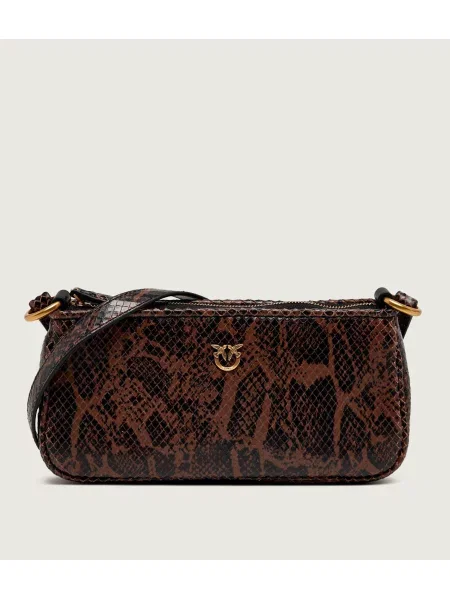 Pinko De piele geantă pe umăr Half Moon Horizontal Mini gri