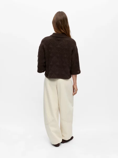 OBJECT Kardigán OBJKAISA FLORA čokoládová