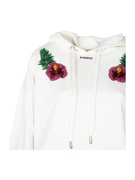Bluza z kapturem Pinko z cekinami biała