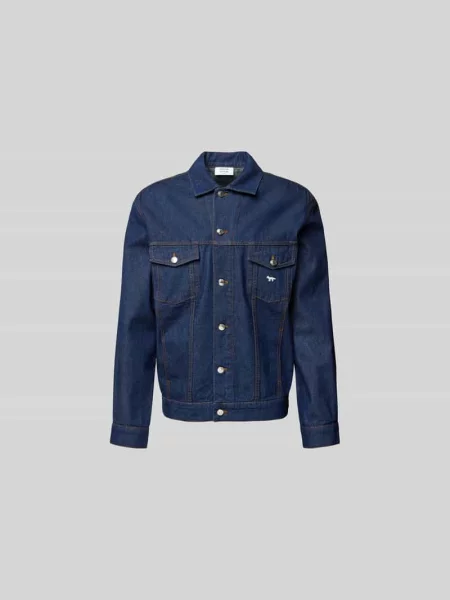 Kurtka jeansowa z listwą guzikową Maison Kitsune granatowa