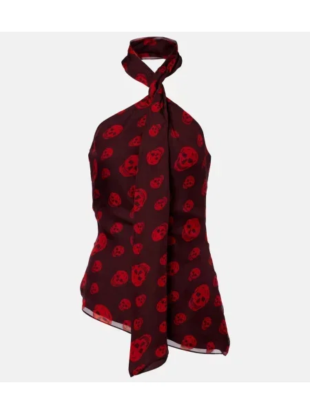 Fular Mcqueen de mătase roșu