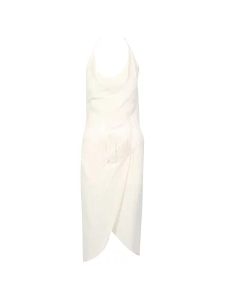 Rochie midi Simona Corsellini cu franjuri alb