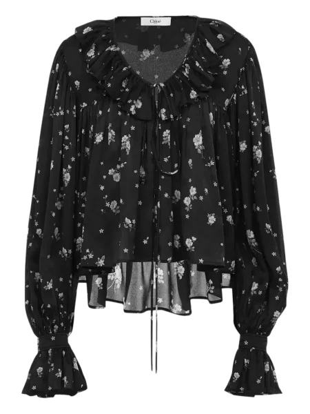 Bluză Chloé cu model floral cu imagine negru