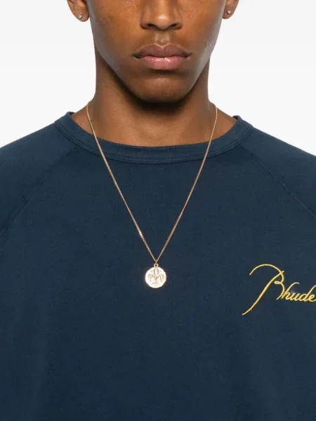 Tricou Rhude cu broderie albastru