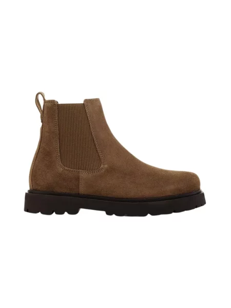 Botki Birkenstock skórzane wsuwane brązowe