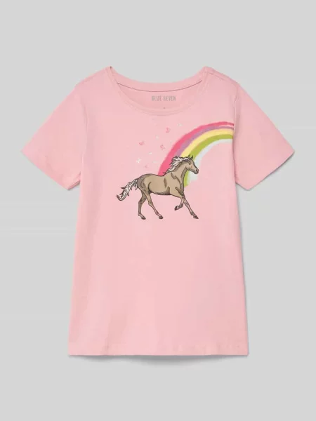 T-shirt z nadrukiem z motywem i okrągłym dekoltem Blue Seven