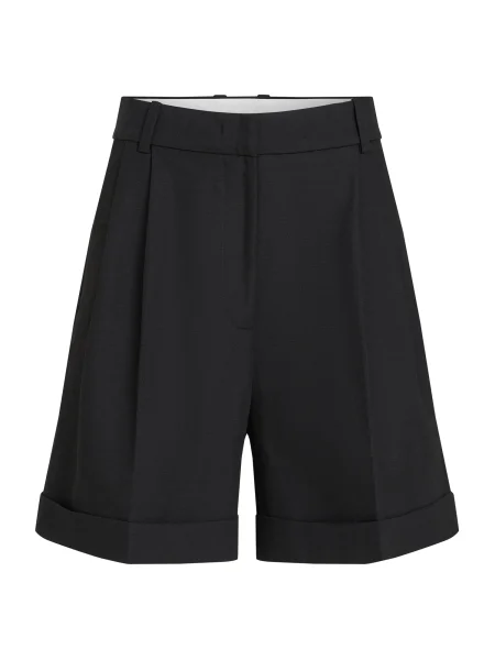 Tommy Hilfiger vászonkeverék rövidnadrág sima magas derekú fekete