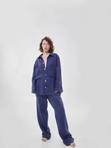 Лляний Повсякденний костюм GNIZDO синій