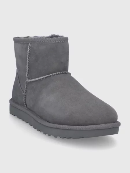 Замшеві чоботи UGG на плоскому ходу утеплене сірий
