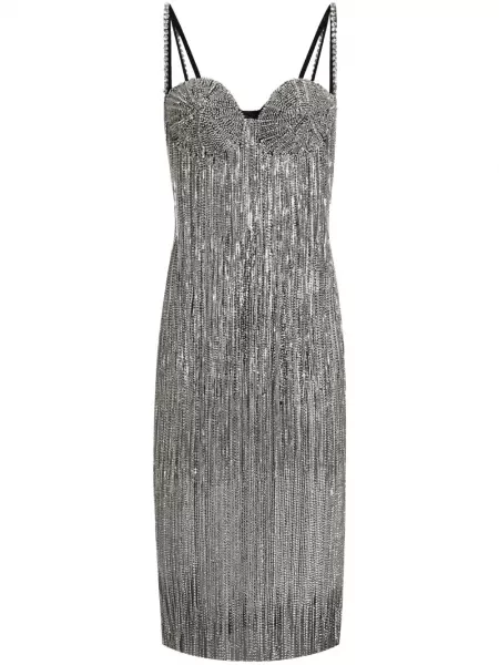 Rochie midi Dolce & Gabbana de cristal până la genunchi de costum argintiu
