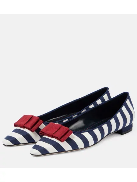 Balerini Manolo Blahnik cu funde cu dungi albastru