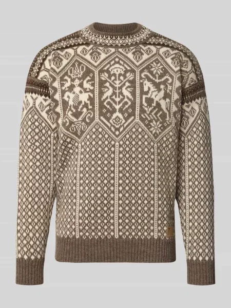 Sweter z dzianiny ze stójką Dale Of Norway beżowy