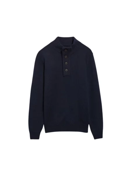 Barbour Sweter Patch Half Zip Granatowy niebieski