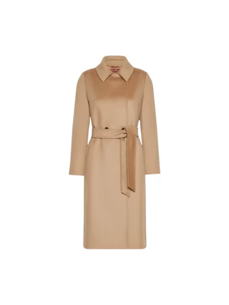 Długi płaszcz Max Mara Studio dwurzędowy brązowy