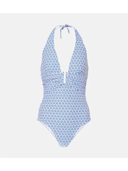 Strój kąpielowy Heidi Klein z nadrukiem z dekoltem halter niebieski