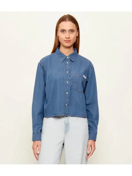 Cămașă din denim Calvin Klein Jeans albastru
