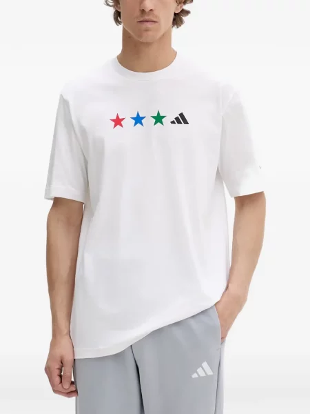 Ριγέ τρέξιμο μπουφάν Adidas με αυτόγραφο καφέ