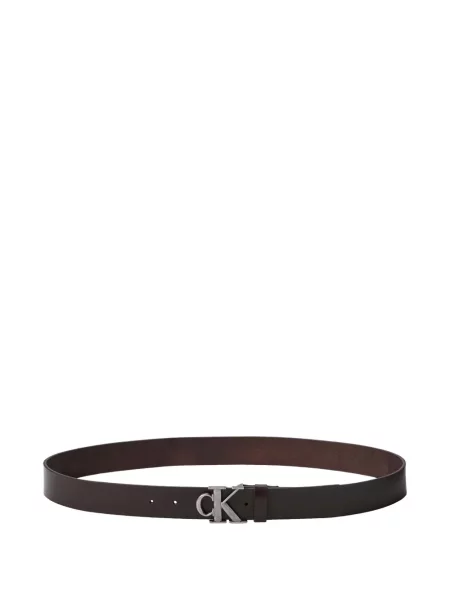 Curea Calvin Klein din piele cu cataramă cu autograf maro