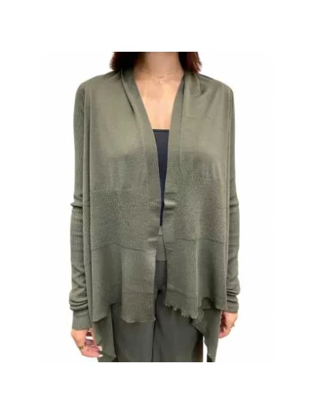 Kardigan Rick Owens wełniany kopertowy zielony