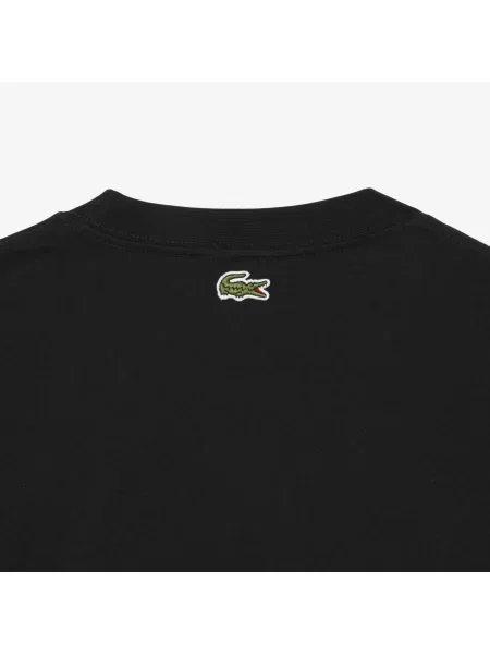 Lacoste Koszulka Z Haftowanym Wzorem czarna