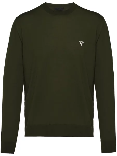 Pulover Prada cu broderie de lână verde