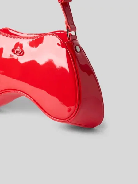 Torba na ramię z detalem z logo Diesel czerwona