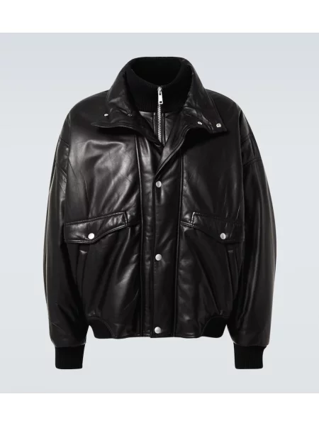 Usnjena jakna Prada črna