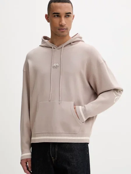 Filling Pieces mikina s kapucí s viskózou Knit Hoodie béžová