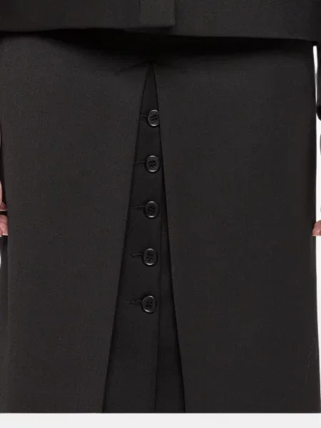Fustă midi Nissa de lână negru