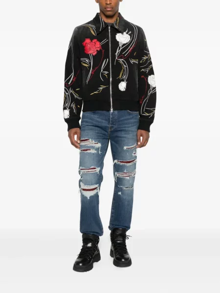 Geacă de blugi Amiri cu model floral negru