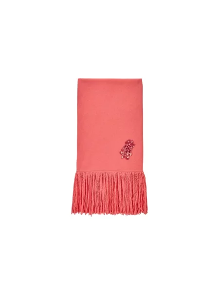 Szal Roberto Cavalli wełniana w wężowy wzór różowa