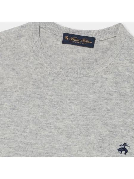 Sweter Brooks Brothers wełniany z logo szary