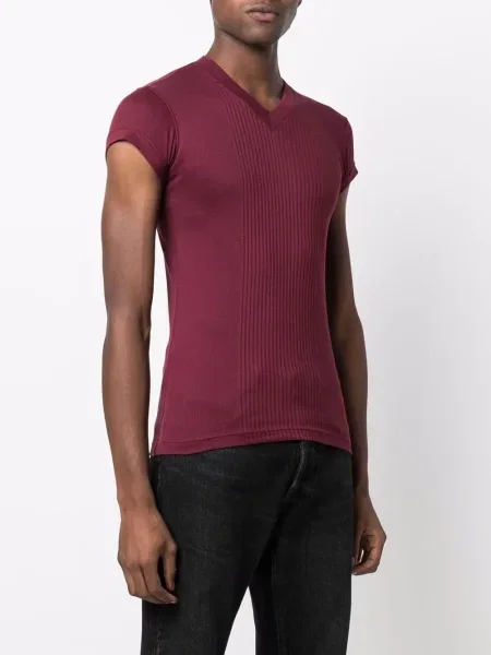 Tričko Jean Paul Gaultier Pre-owned s výstřihem do v červené