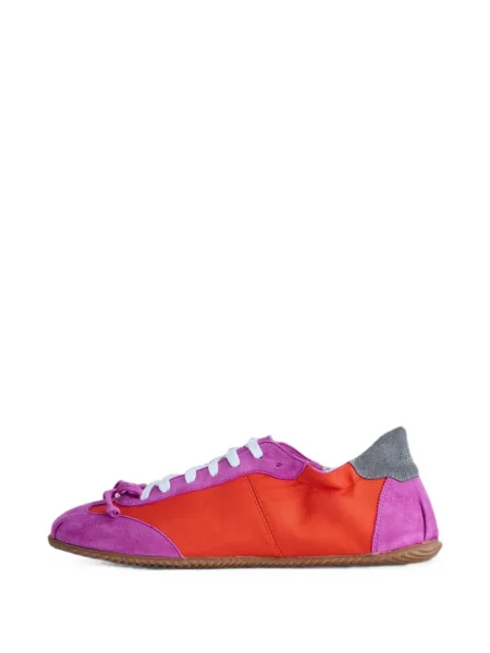 Sneakerși Abra cu funde din piele de căprioară roz