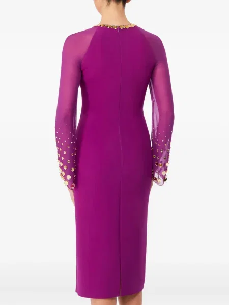 Κοστούμι μίντι φόρεμα Jenny Packham από διχτυωτό με μήκος μέχρι το γόνατο μωβ