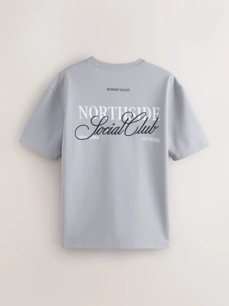 Next Tricou gri / negru alb
