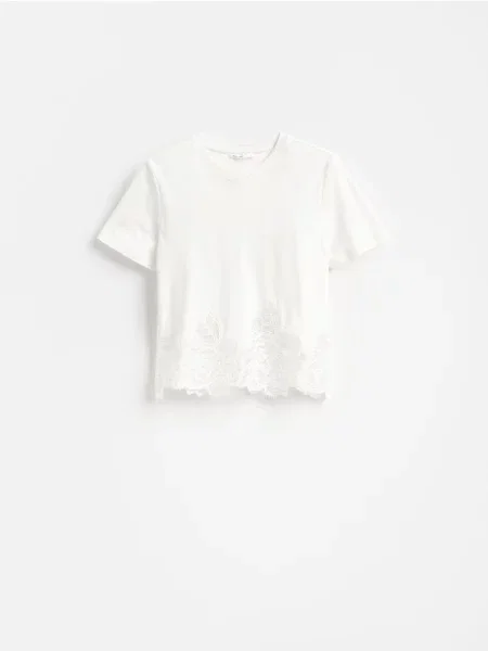 Reserved Tricou cu dantelă alb