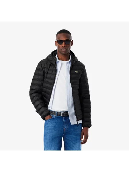 Lacoste Wodoodporna Pikowana Kurtka Puchowa brązowy