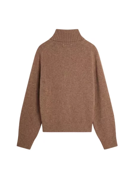Sweter z golfem Ballantyne wełniany do golfa brązowy