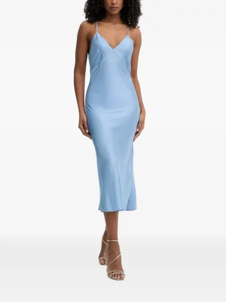 Rochie midi Silvian Heach din satin albastru