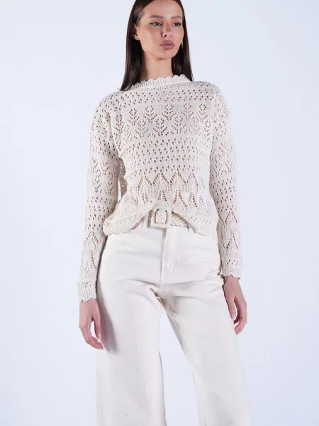 Trend Alaçatı Stili Pulover crem