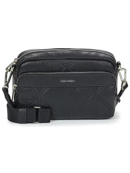 Calvin Klein Geantă crossover Emblem Aop Emboss Camera Bag negru
