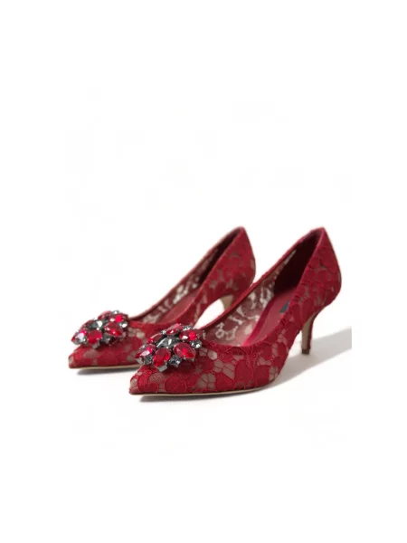 Czółenka Dolce And Gabbana koronkowa czerwona