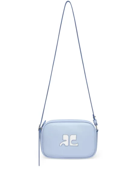 Geanta de piele Courreges din piele albastru