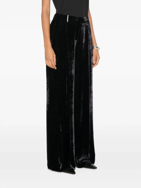 Pantaloni palazzo Peserico de catifea negru