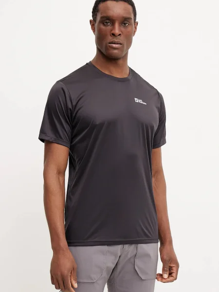 Sportska majica kratkih rukava Jack Wolfskin Tech bez uzorka crna